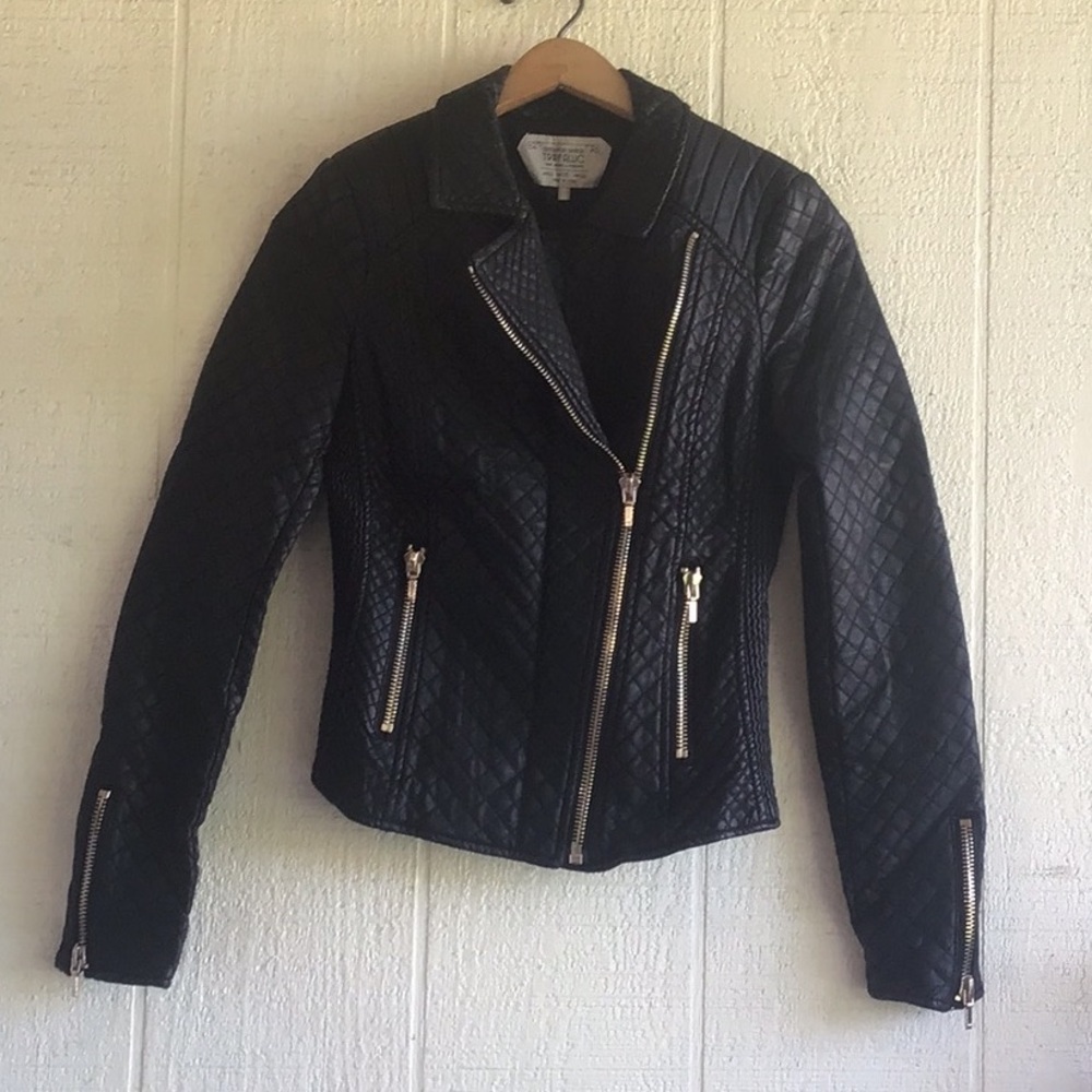 Zara quilted faux leather motorcycle jacket